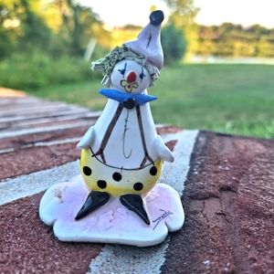 Vintage spaghetti hair Italian pottery clown Lino Zampiva